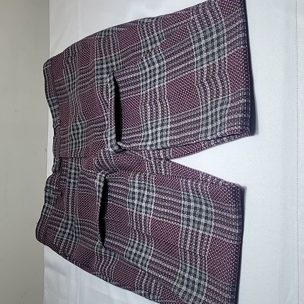 Jack & Jones burgundy and gray checked slim fit pants size 36